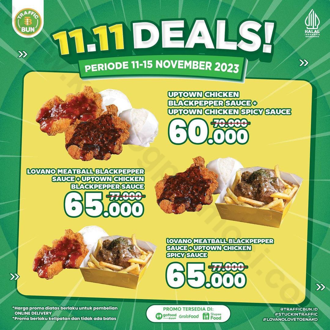 11.11, Promo makan hemat, Traffic Bun, Traffic Bun 11.11 DEALS, Diskon makanan, 11 November, Promo kuliner, November 2023, makan berdua, Makan hemat Traffic Bun