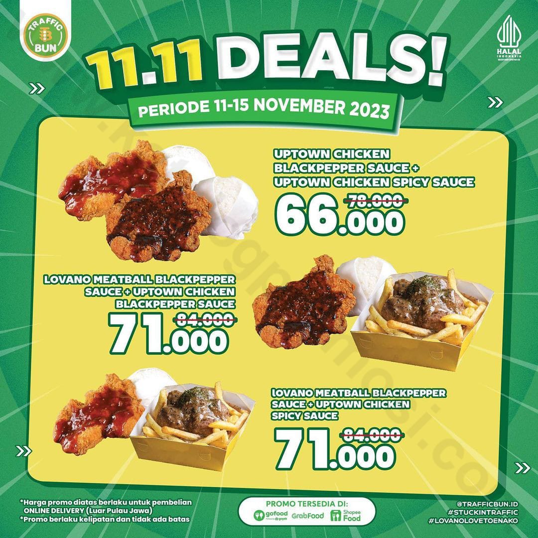 11.11, Promo makan hemat, Traffic Bun, Traffic Bun 11.11 DEALS, Diskon makanan, 11 November, Promo kuliner, November 2023, makan berdua, Makan hemat Traffic Bun